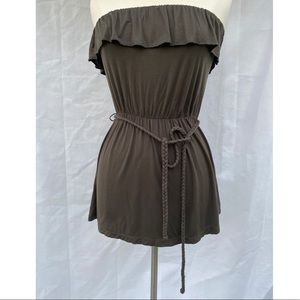 Forever 21 Strapless Ruffle Top w/ Braided Belt